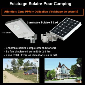Eclairag de sécurité solaire à led pour camping et hotellerie de plein air