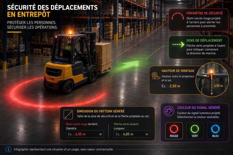 Marquage lumineux LED de sécurité pour chariot de manutention